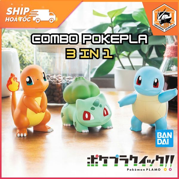 Combo Pokepla Quick - Kanto Starter Trio - Charmander + Bulbasaur + Squirtle