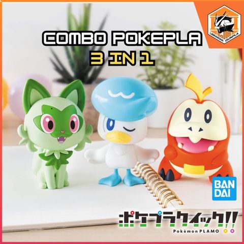 Combo Pokepla Quick - Starter GEN 9 - Sprigatio - Quaxly - Fuecoco - Combo 3 kit mô hình