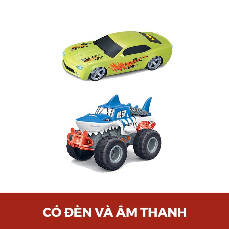  Combo xe Cá mập và xe thể thao có đèn và âm thanh 