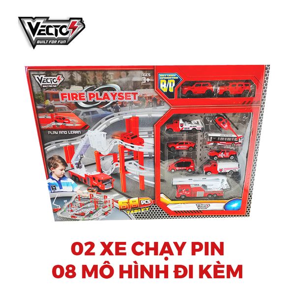  Đồ Chơi Bộ Đồ Chơi Lắp Ráp Đường Ray Và Xe Chạy Pin - Set Cứu Hỏa 