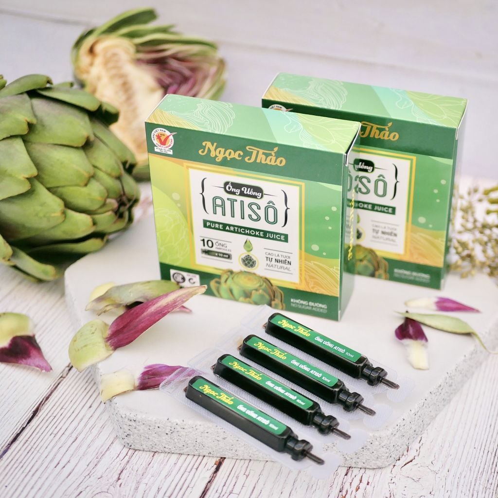 Hộp Cao Nước Atiso lá tươi uống liền (loại không đường) Ngọc Thảo - 10 ống 10ml