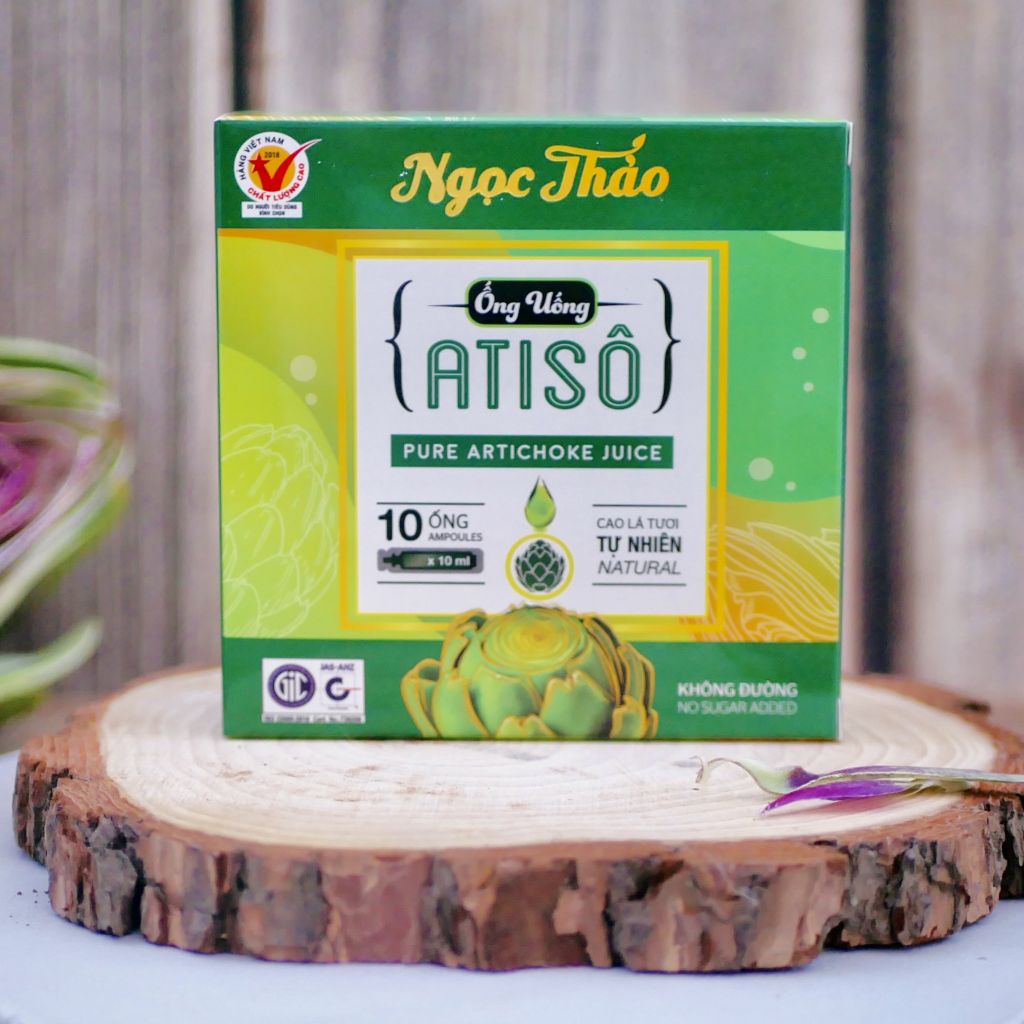 Hộp Cao Nước Atiso lá tươi uống liền (loại không đường) Ngọc Thảo - 10 ống 10ml