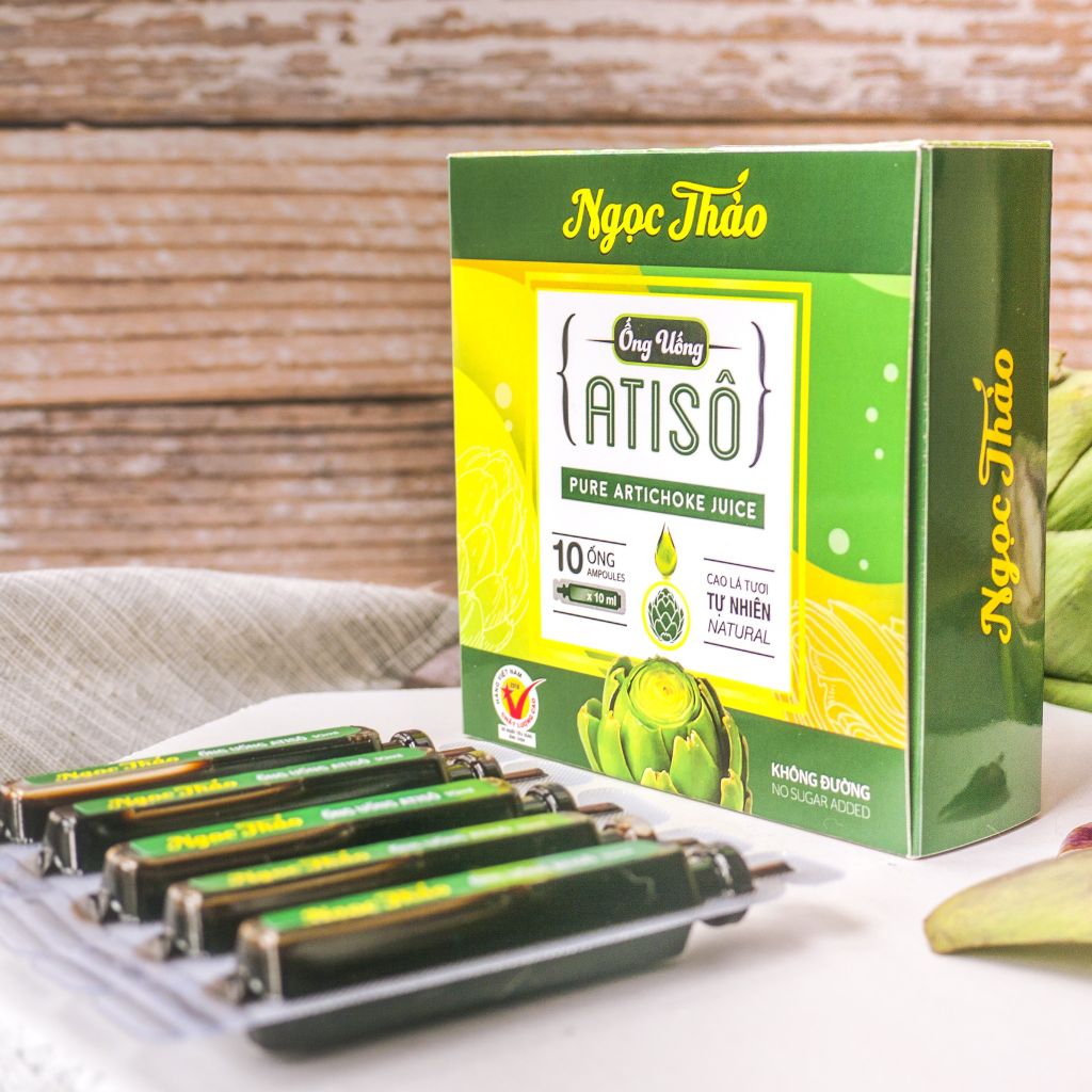 Hộp Cao Nước Atiso lá tươi uống liền (loại không đường) Ngọc Thảo - 10 ống 10ml