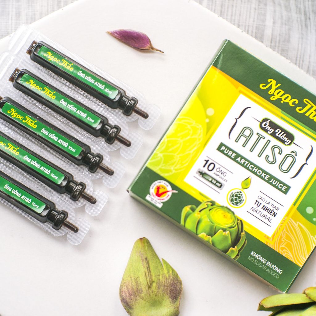 Hộp Cao Nước Atiso lá tươi uống liền (loại không đường) Ngọc Thảo - 10 ống 10ml