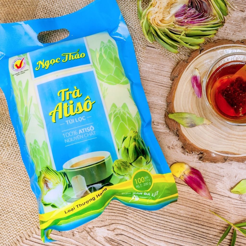 Gói Trà Atiso Túi Lọc Ngọc Thảo loại Thượng Hạng - 100 túi (gói xanh dương)