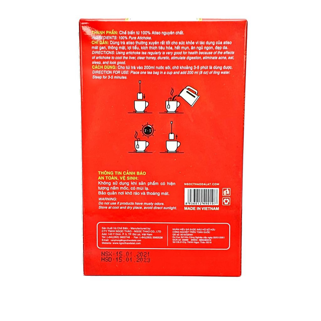 Hộp Trà Atiso Túi Lọc Ngọc Thảo loại Thượng Hạng - 50 túi