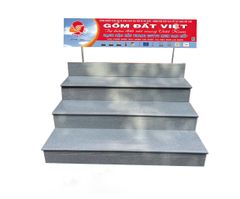 BẬC CẦU THANG MEN COTTO XÁM CHẤM BI TRẮNG