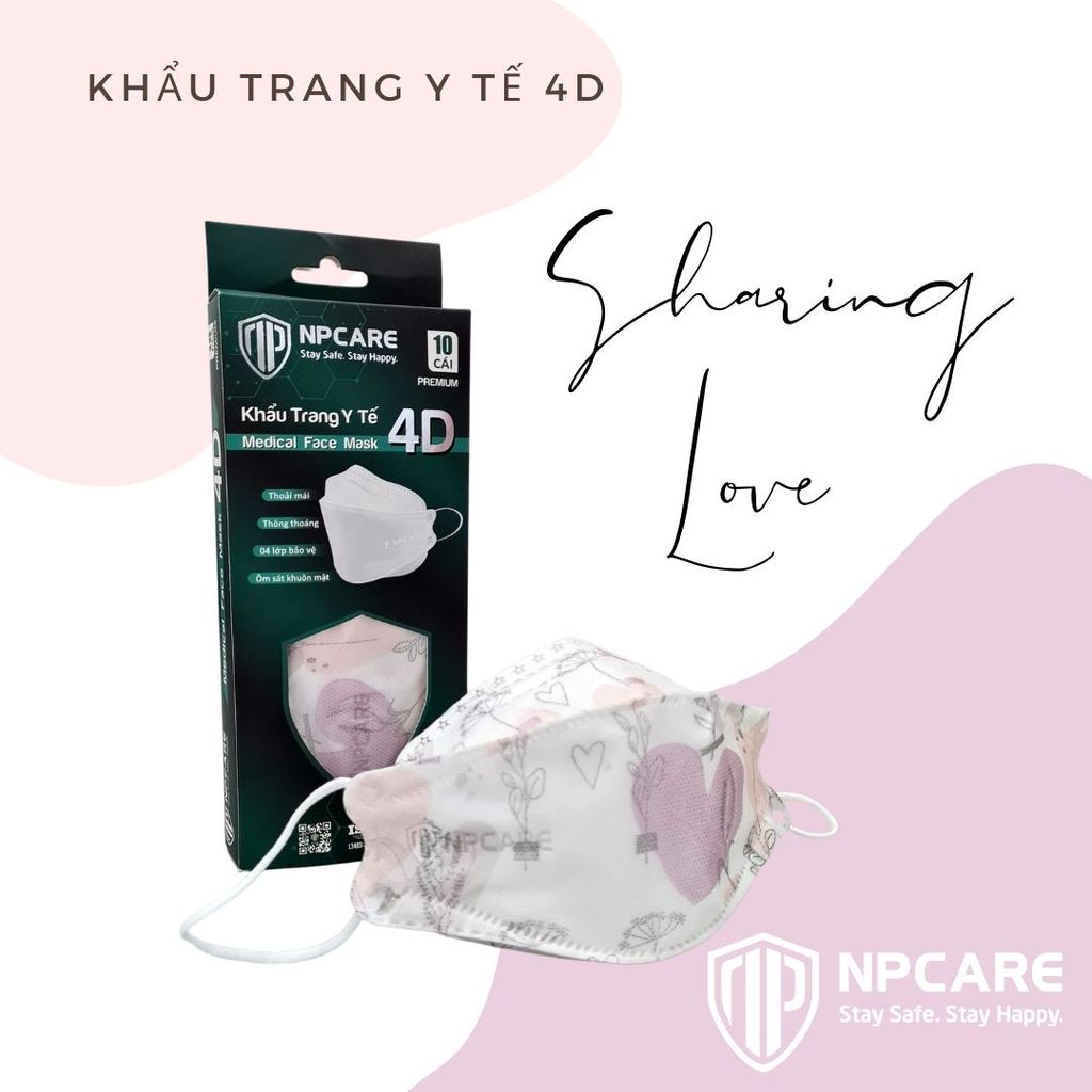  Khẩu trang y tế 4D (KF94) Sharing Love (H/10c) 