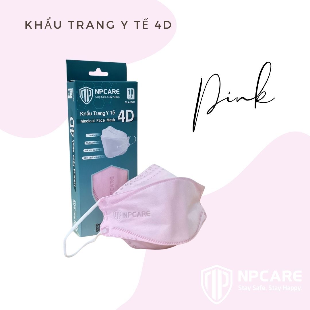  Khẩu trang y tế 4D (KF94) Classic Hồng (H/10c) 