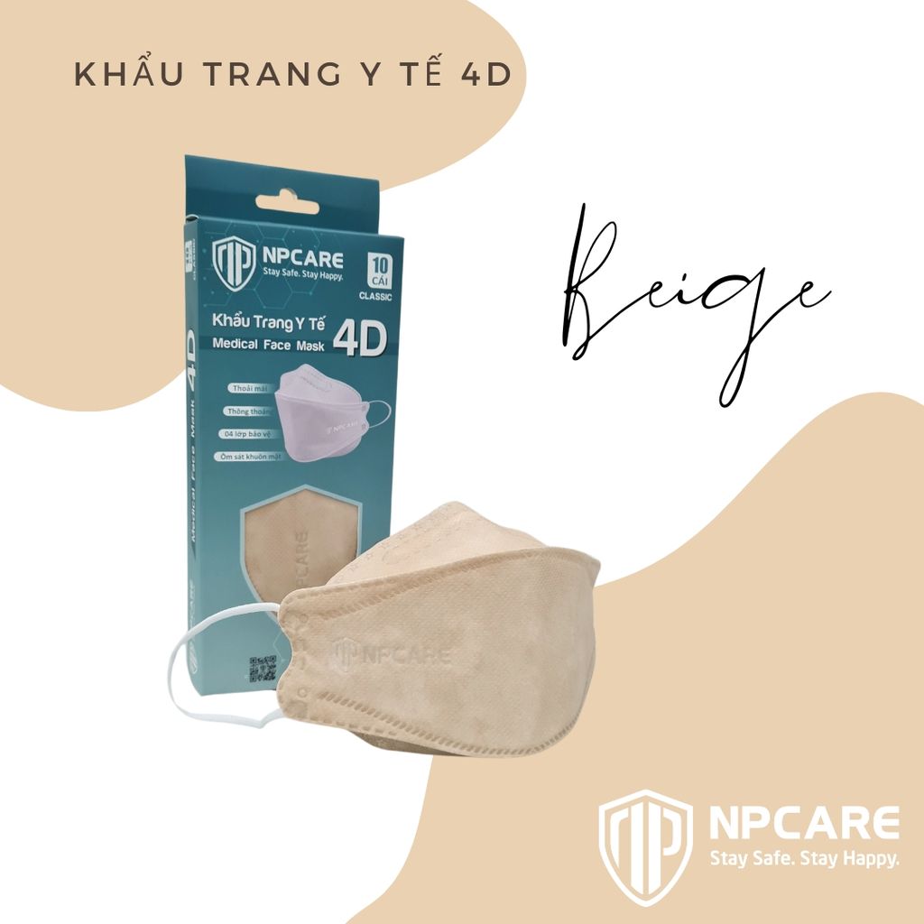  Khẩu trang y tế 4D (KF94) Classic Màu Da Beige  (H/10c) 