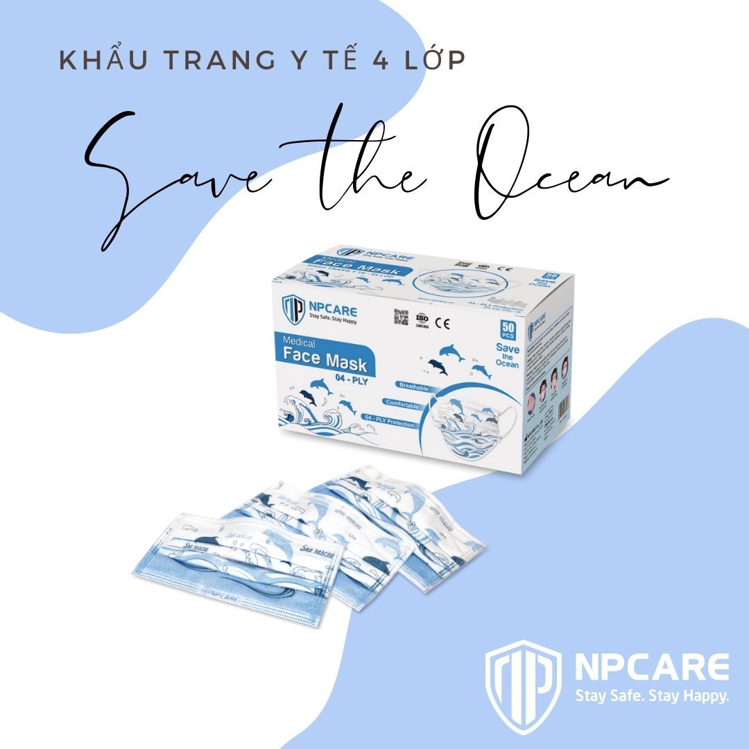  Khẩu trang y tế 4 lớp Save the Ocean (H/50c) 