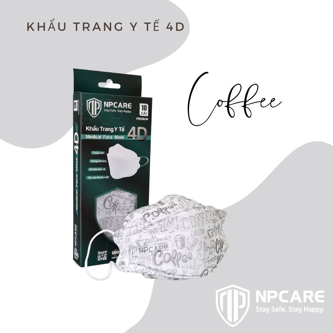  Khẩu trang y tế 4D (KF94) Coffee (H/10c) 