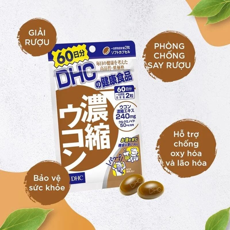  Viên uống tinh chất nghệ Cô Đặc DHC giúp bảo vệ sức khỏe khỏi độc tố từ rượu bia, thải độc gan gói 60 viên (30 ngày) và gói 180 viên (90 ngày) [DHC] 