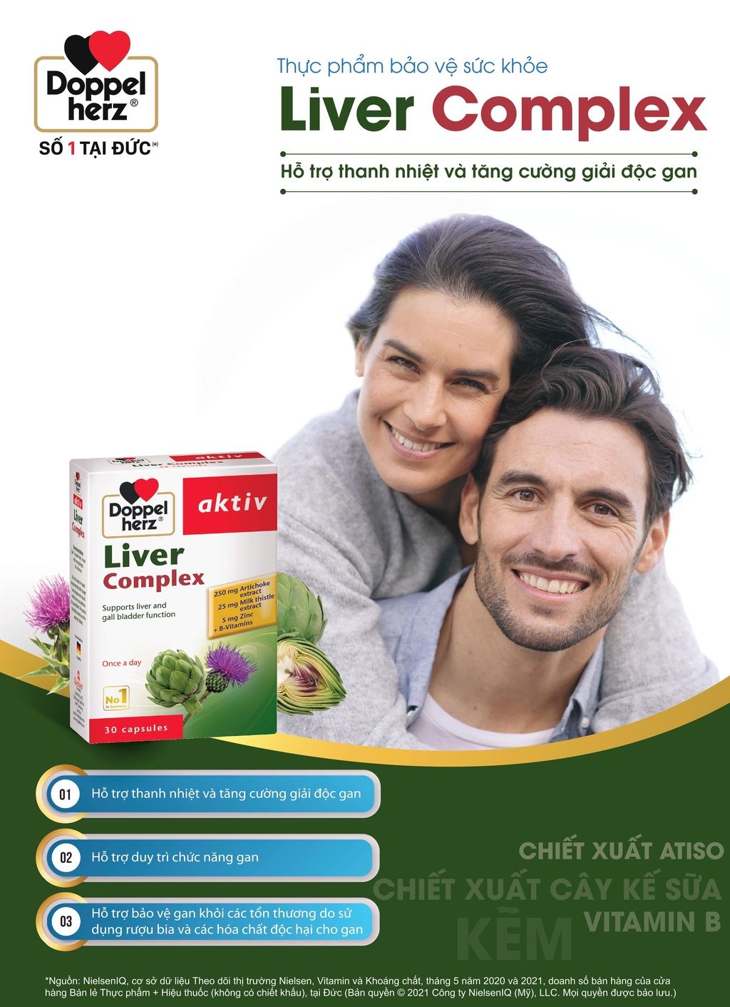  [TPCN Nhập Khẩu] Viên uống hỗ trợ giải độc gan, hạ men gan Doppelherz Aktiv Liver Complex (Hộp 30 viên) [DOPPELHERZ] 