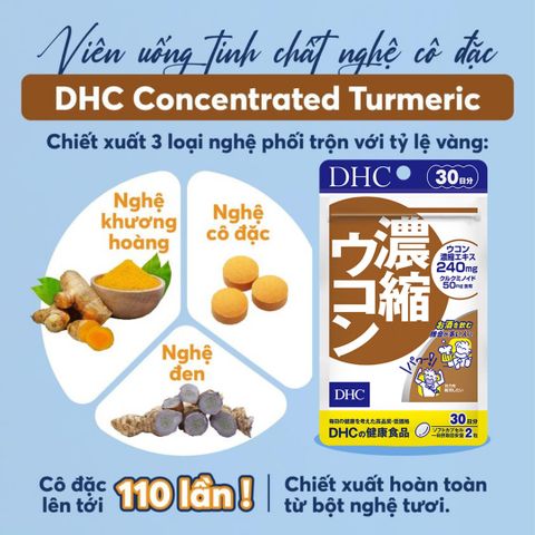  Viên uống tinh chất nghệ Cô Đặc DHC giúp bảo vệ sức khỏe khỏi độc tố từ rượu bia, thải độc gan gói 60 viên (30 ngày) và gói 180 viên (90 ngày) [DHC] 