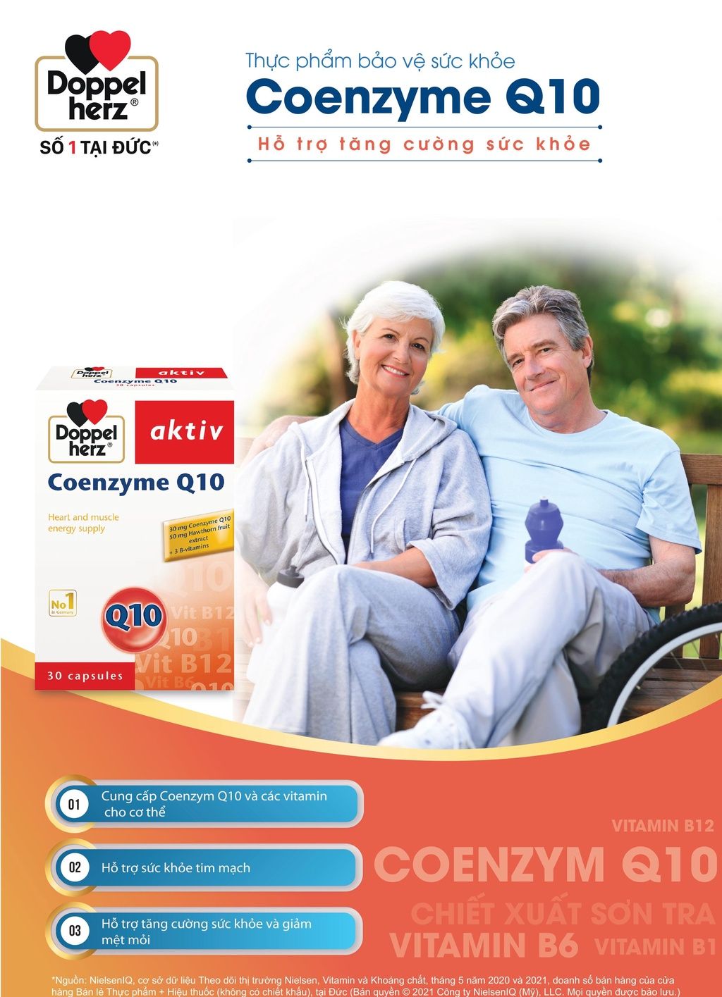  [TPCN Nhập Khẩu] Viên uống bổ tim mạch, điều hòa huyết áp Doppelherz Aktiv Coenzyme Q10 (Hộp 30 viên) [DOPPELHERZ] 