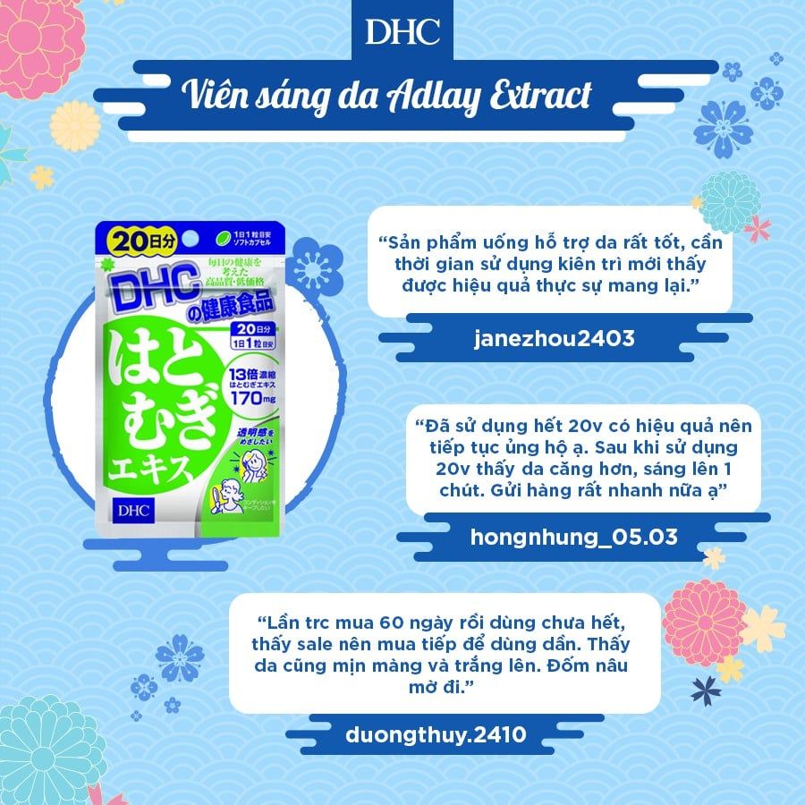  Viên uống sáng da DHC Nhật Bản Adlay Extract gói 30 viên (30 ngày) [DHC] 