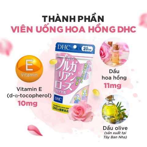  Viên uống thơm cơ thể DHC Rose giúp ngăn mùi, tỏa hương hoa hồng tự nhiên gói 60 viên (30 ngày) [DHC] 