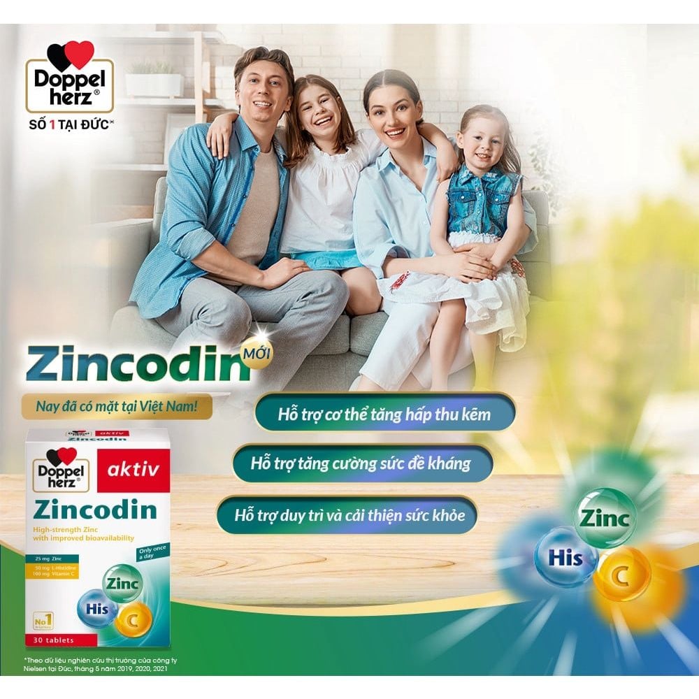  [TPCN Nhập Khẩu] Viên uống bổ sung kẽm và hỗ trợ tăng cường sức đề kháng Doppelherz Zincodin (Hộp 30 viên) [DOPPELHERZ] 