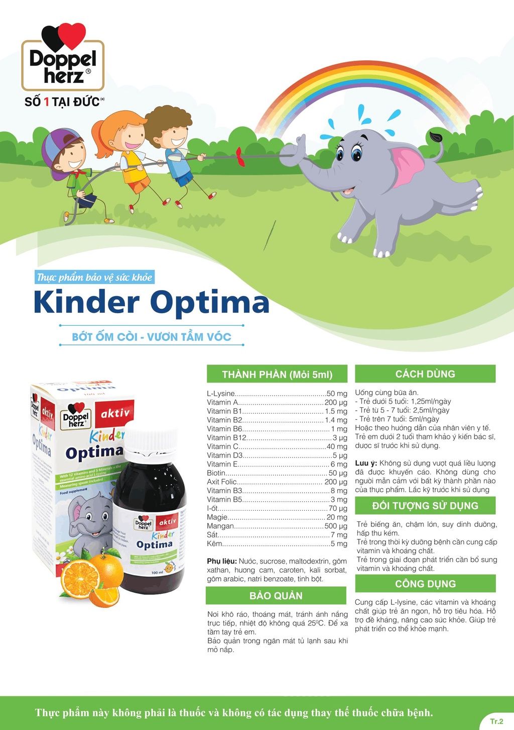  Siro ăn ngon, cải thiện tầm vóc cho bé Doppelherz Aktiv Kinder Optima (Chai 100ml) [DOPPELHERZ] 