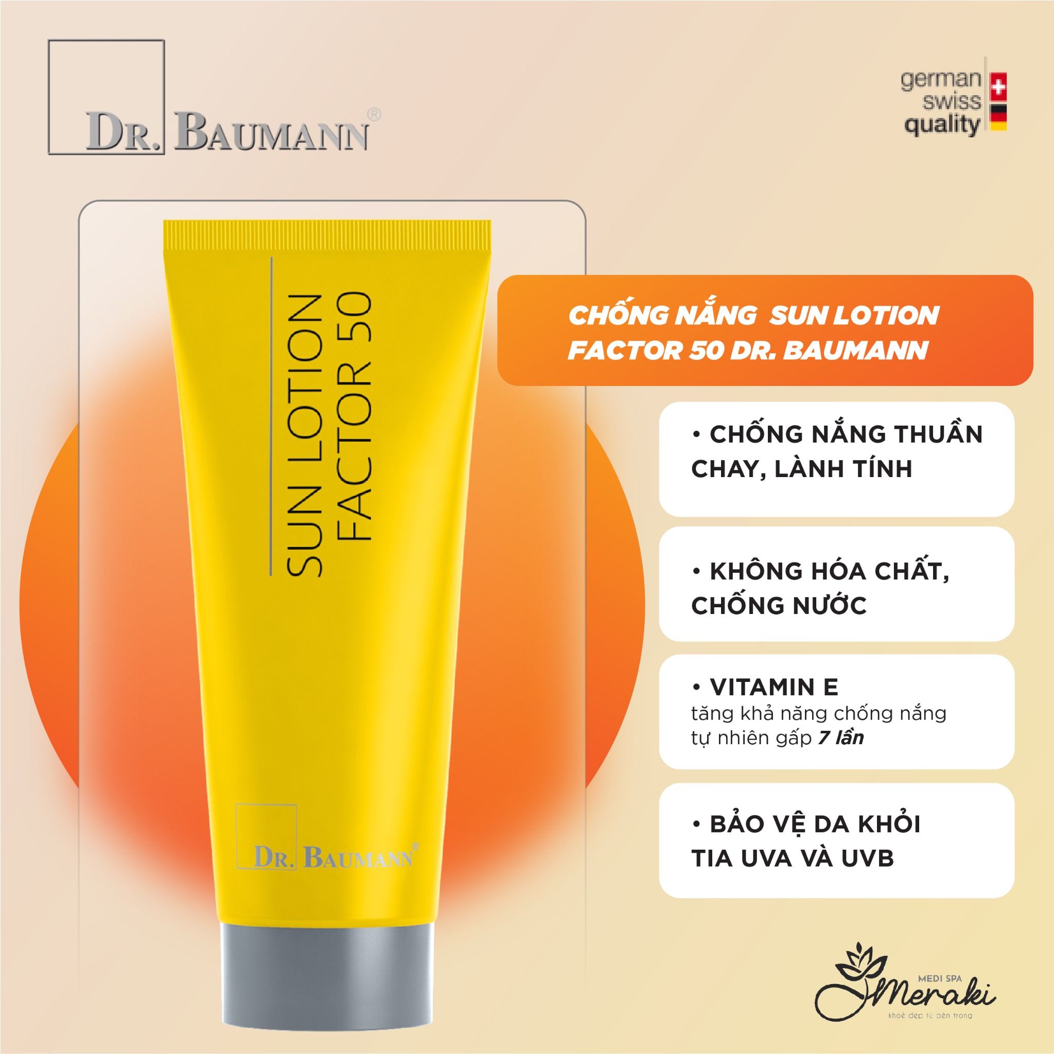  Kem Chống Nắng Hóa Học x Vật Lý Thuần Chay Dr. Baumann Sun Lotion Factor 50 [DR.BAUMANN] 