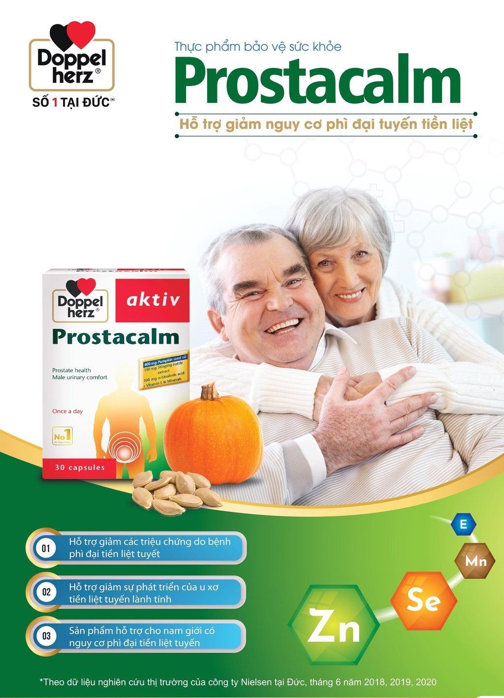  [TPCN Nhập Khẩu] Viên uống cho người phì đại tiền liệt tuyến Doppelherz Aktiv Prostacalm (Hộp 30 viên) [DOPPELHERZ] 
