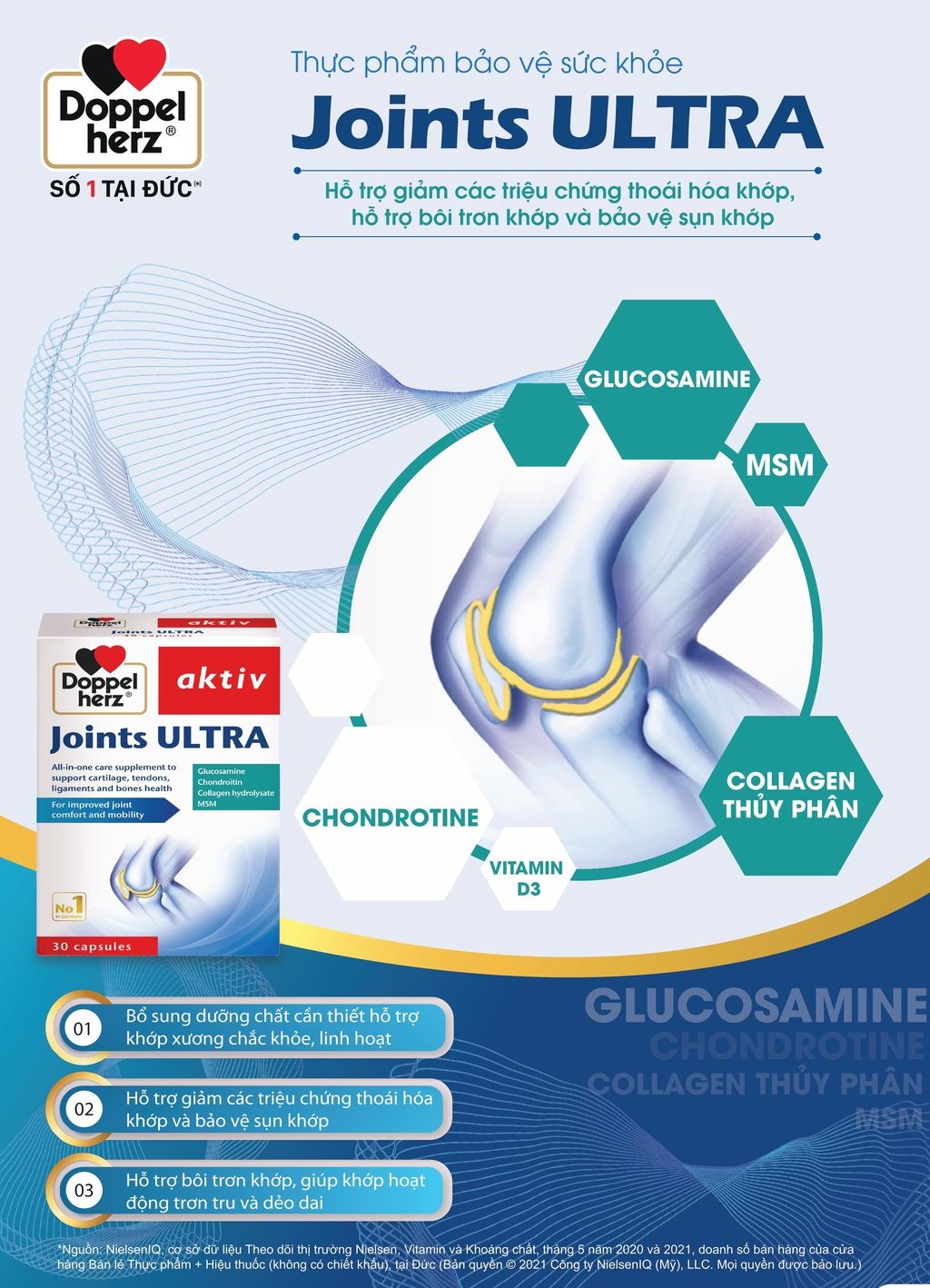  Viên uống cải thiện chức năng khớp và ngăn sự tiến triển thoái hóa Doppelherz Aktiv Joints Ultra ( Hộp 30 viên) [DOPPELHERZ] 