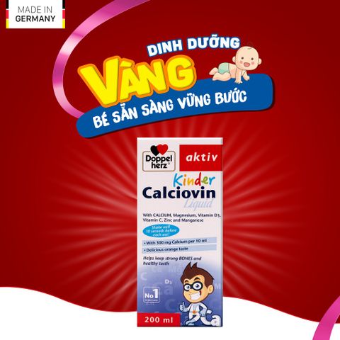  [TPCN Nhập Khẩu] Siro bổ sung Canxi hữu cơ dành cho bé Doppelherz Aktiv Kinder Calciovin Liquid (Chai 200ml) [DOPPELHERZ] 