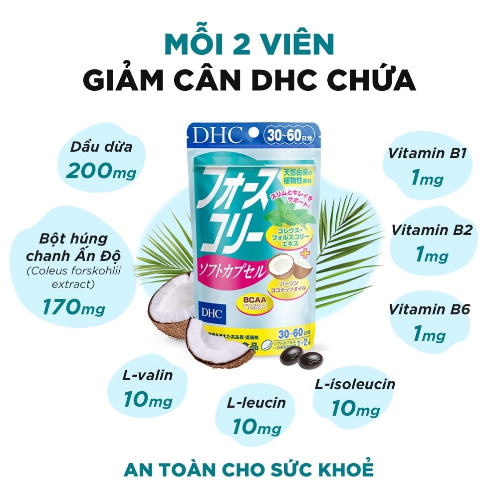  Viên uống Giảm cân DHC bổ sung dầu dừa hỗ trợ giảm cân an toàn và làm đẹp da gói 60 viên (30 ngày) [DHC] 