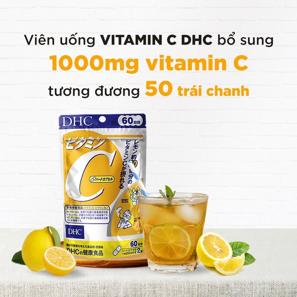  Viên uống bổ sung vitamin C DHC sáng da, mờ thâm, tăng cường đề kháng gói 60 viên (30 ngày) và gói 180 viên (90 ngày) [DHC] 