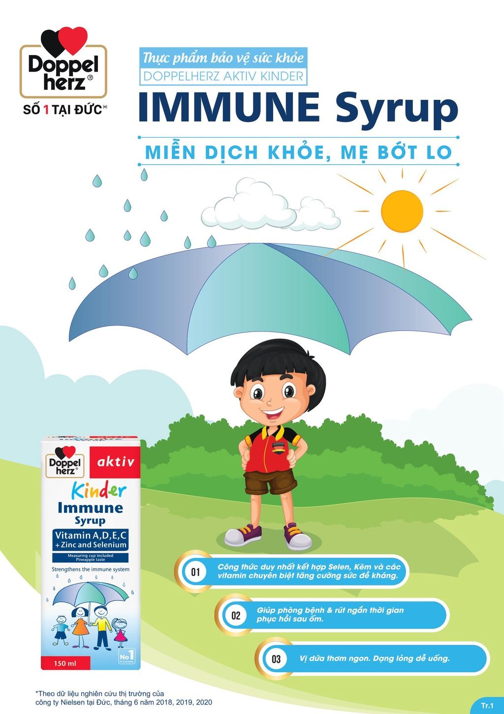  [TPCN Nhập Khẩu] Siro tăng sức đề kháng phòng ngừa ốm vặt cho bé Doppelherz Aktiv Kinder Immune Syrup (Chai 150ml) [DOPPELHERZ] 