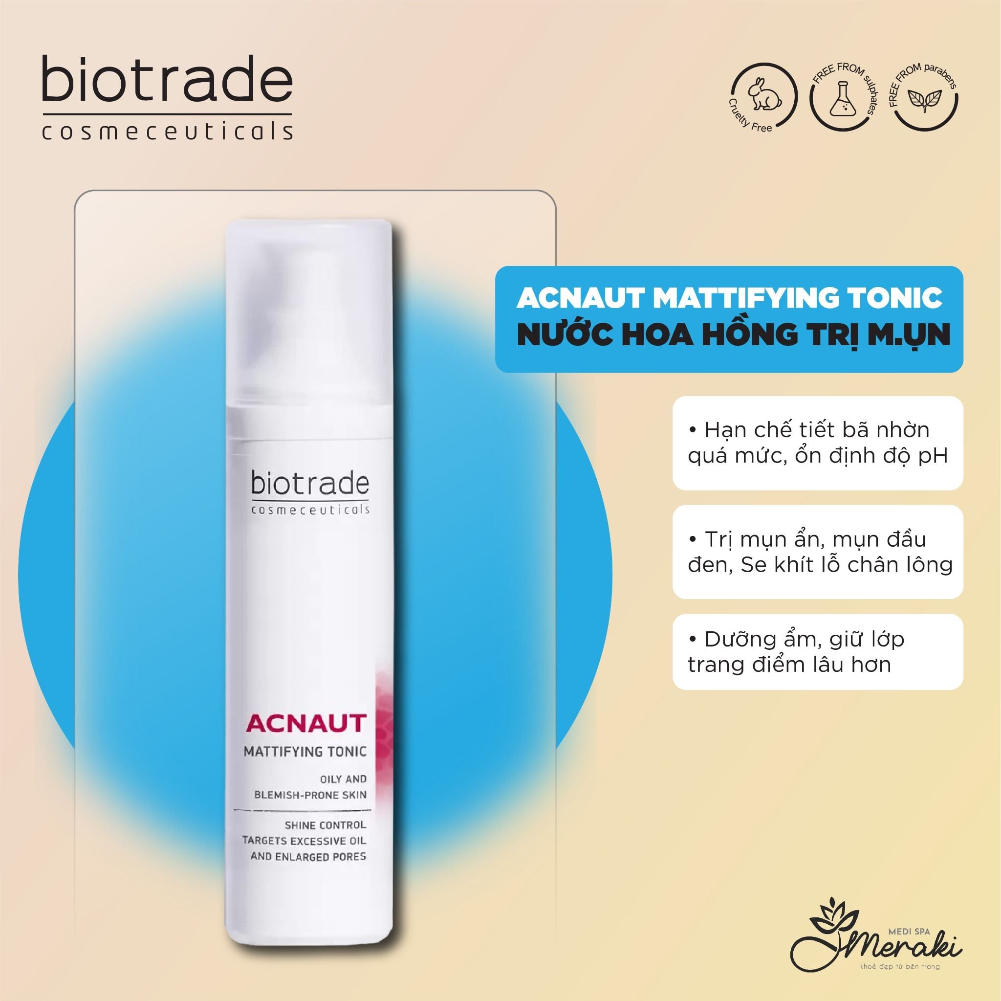  Nước hoa hồng giảm mụn ACNE OUT MATTIFYING TONIC 60ml [BIOTRADE] 