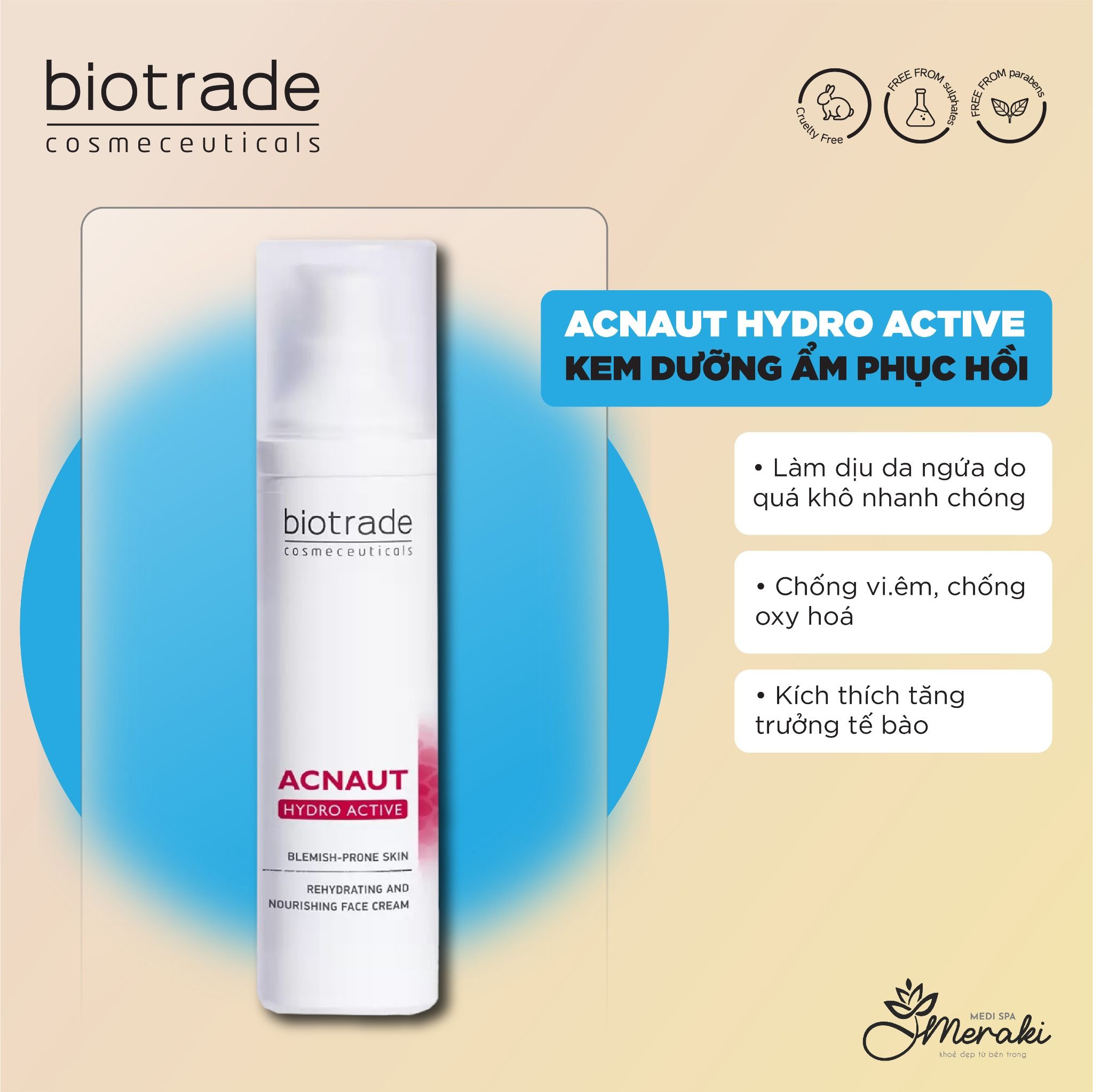  Kem dưỡng ẩm ACNE OUT Hydro Active Cream 60ml [BIOTRADE] 