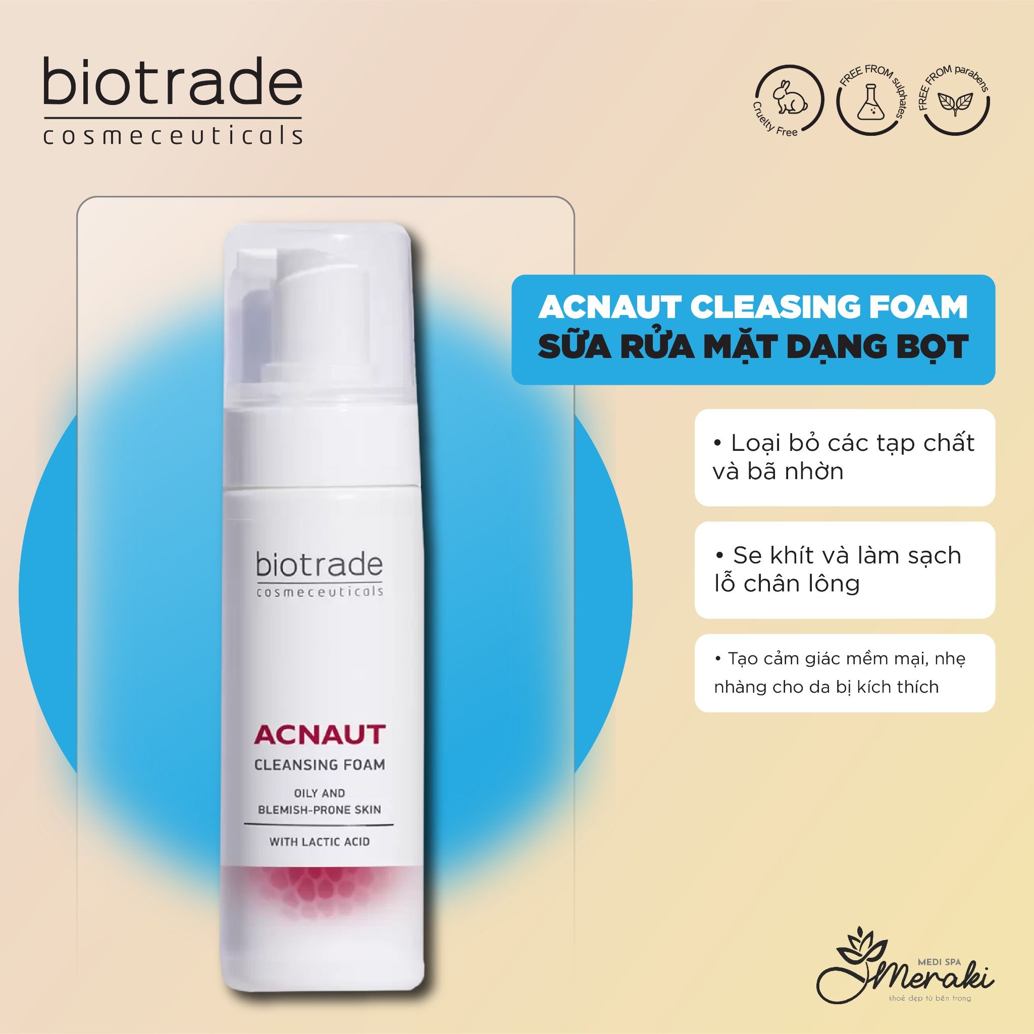  Sữa rửa mặt dạng bọt ACNE OUT FOAM 150ml [BIOTRADE] 