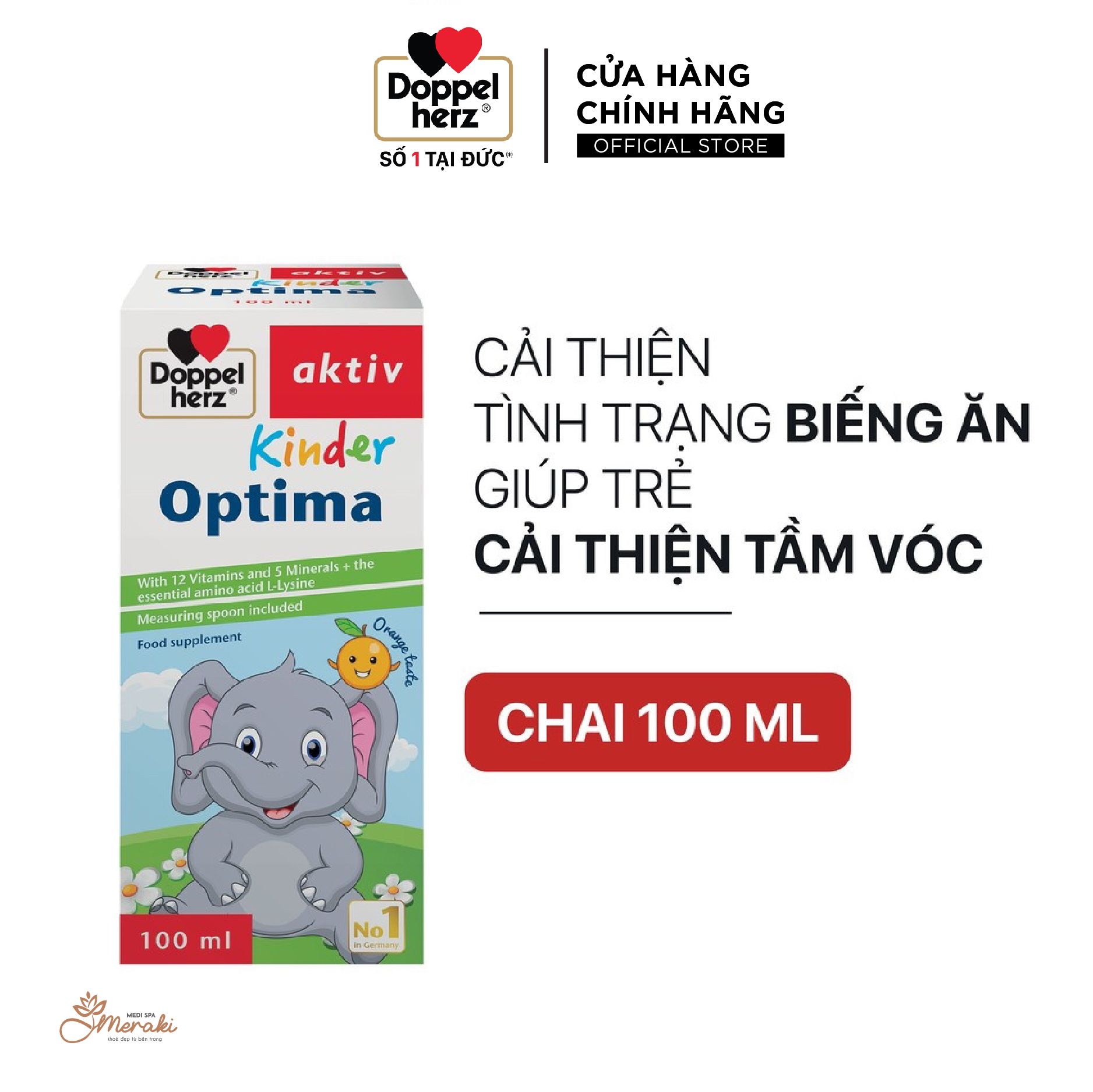  Siro ăn ngon, cải thiện tầm vóc cho bé Doppelherz Aktiv Kinder Optima (Chai 100ml) [DOPPELHERZ] 