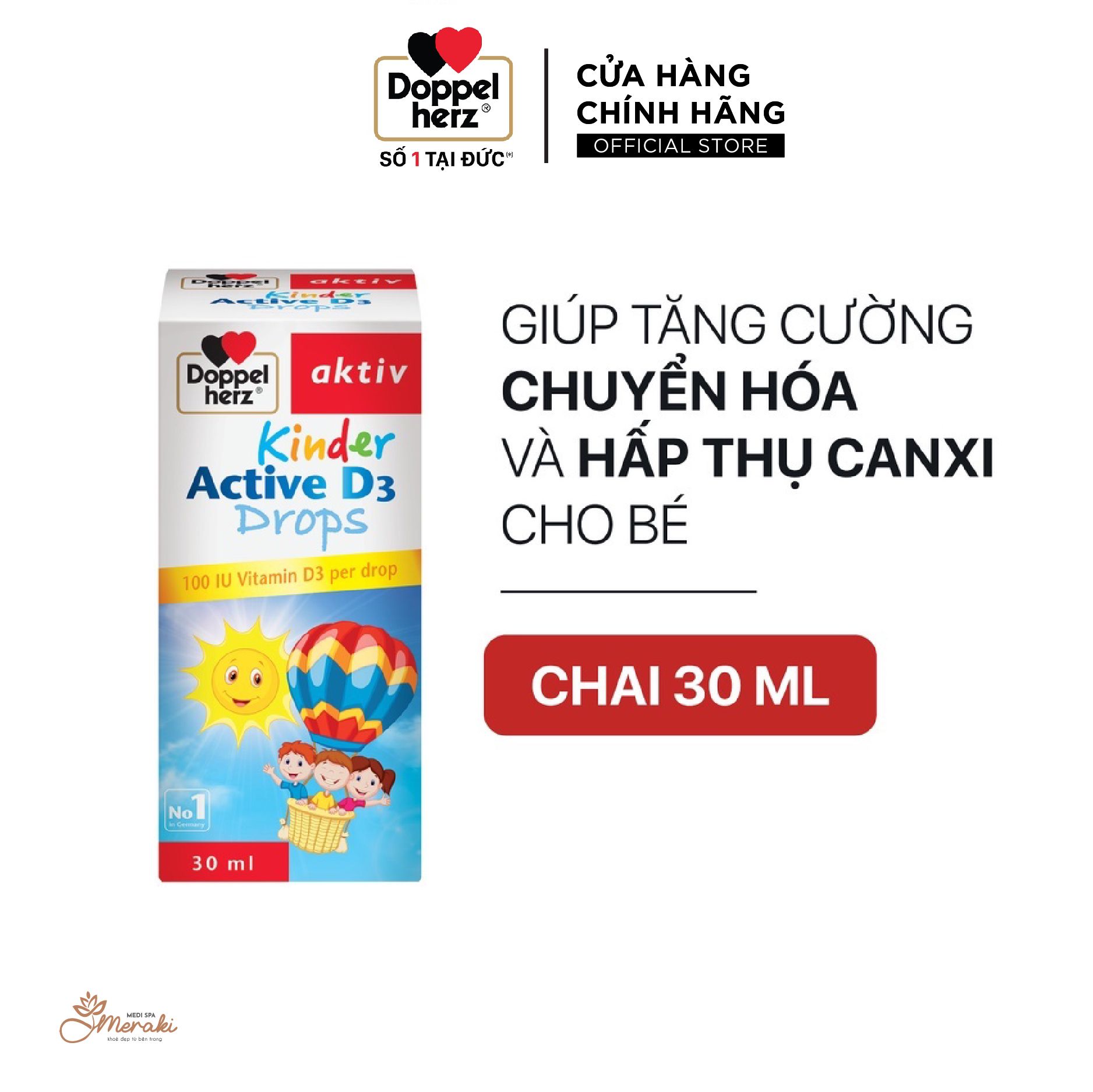  Siro Kinder Active D3 Drops Doppelherz Đức - Bổ Sung Vitamin D3, Hấp Thu Canxi, Tăng Sức Đề Kháng (30ml) [DOPPELHERZ] 