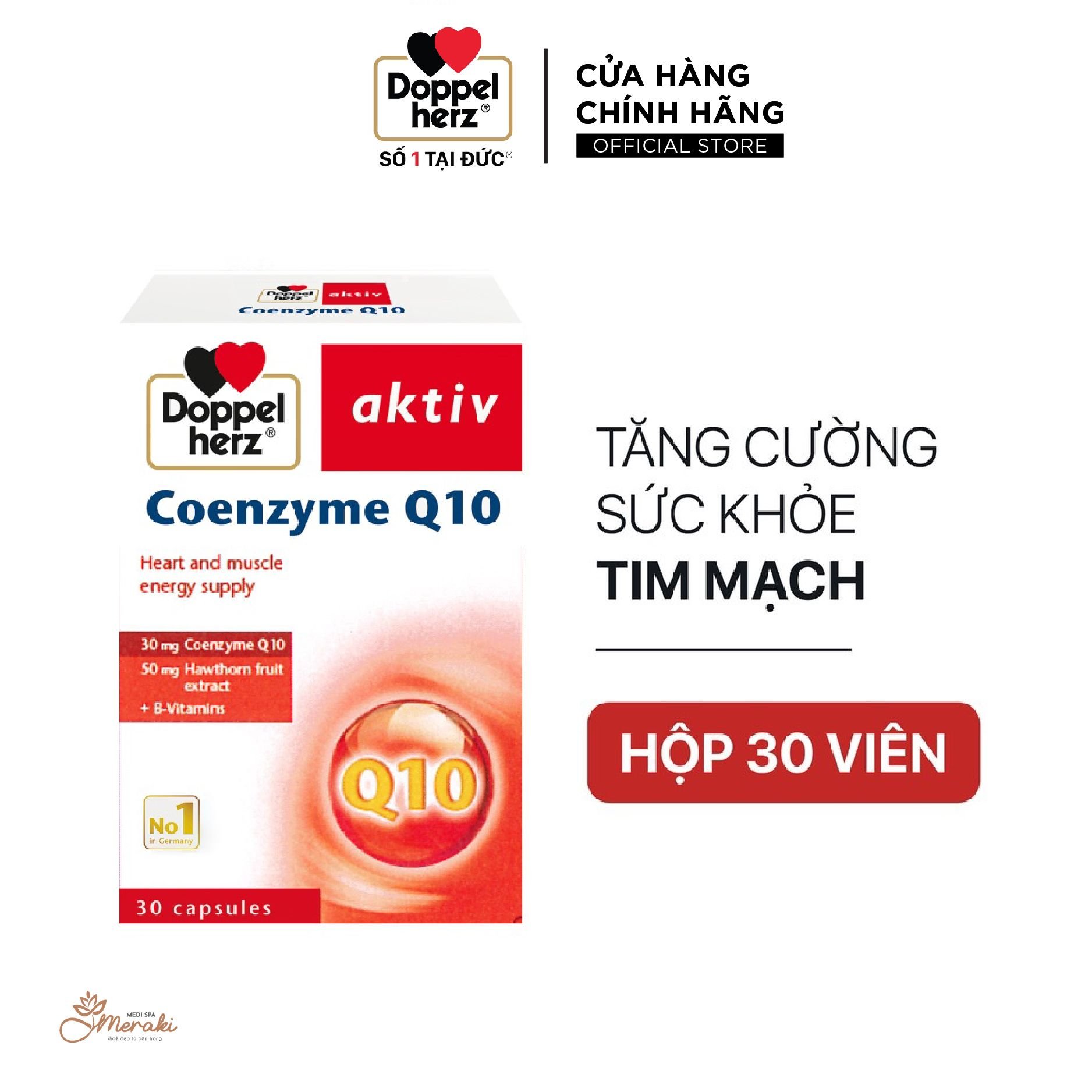  [TPCN Nhập Khẩu] Viên uống bổ tim mạch, điều hòa huyết áp Doppelherz Aktiv Coenzyme Q10 (Hộp 30 viên) [DOPPELHERZ] 
