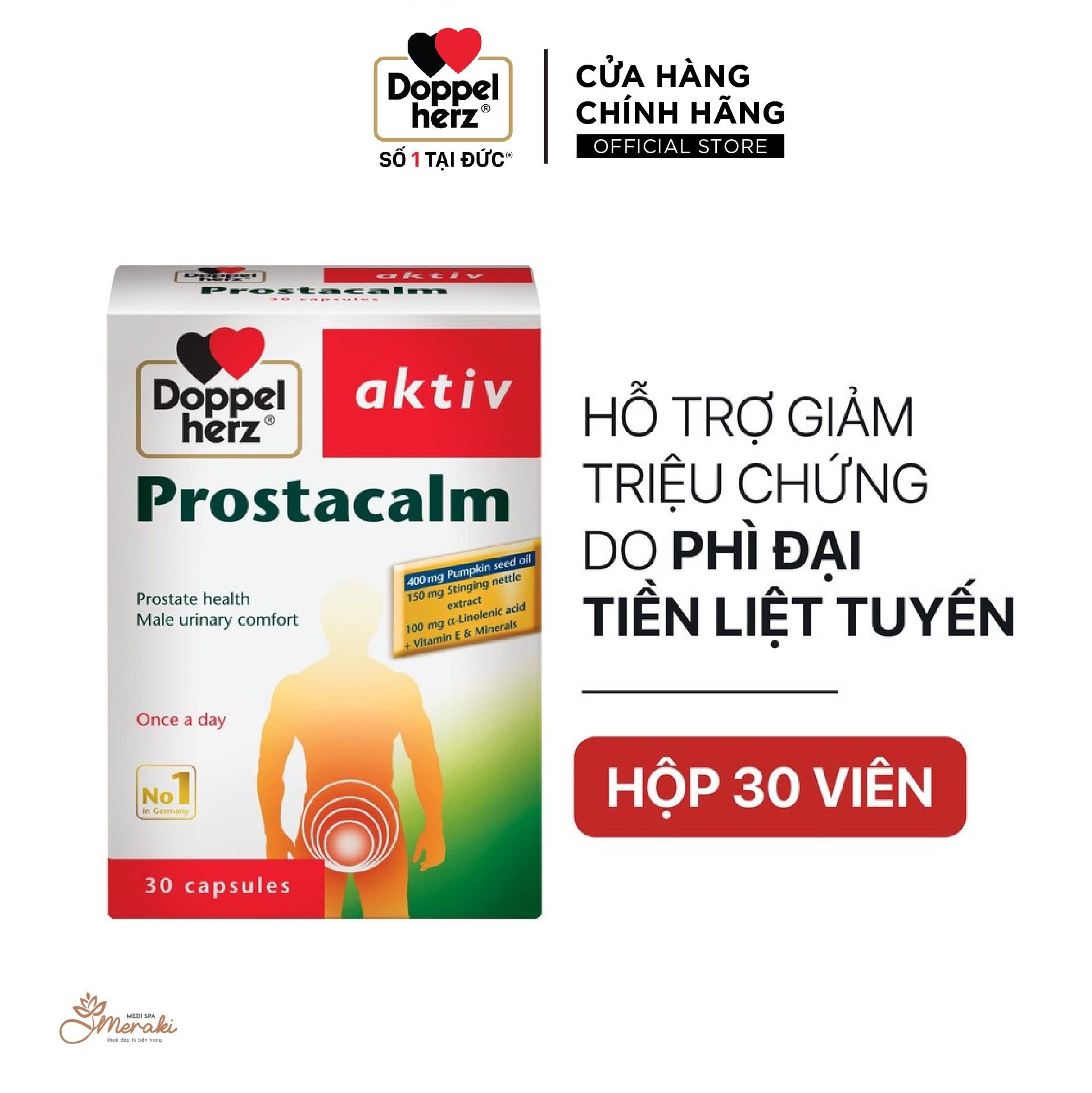  [TPCN Nhập Khẩu] Viên uống cho người phì đại tiền liệt tuyến Doppelherz Aktiv Prostacalm (Hộp 30 viên) [DOPPELHERZ] 