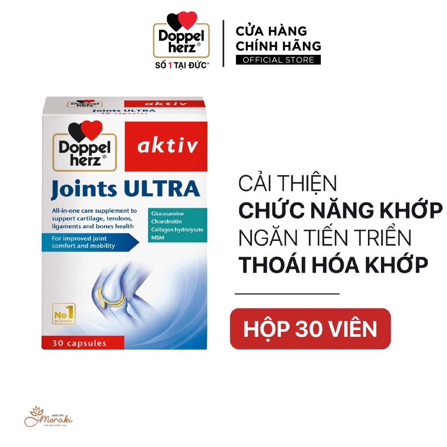  Viên uống cải thiện chức năng khớp và ngăn sự tiến triển thoái hóa Doppelherz Aktiv Joints Ultra ( Hộp 30 viên) [DOPPELHERZ] 