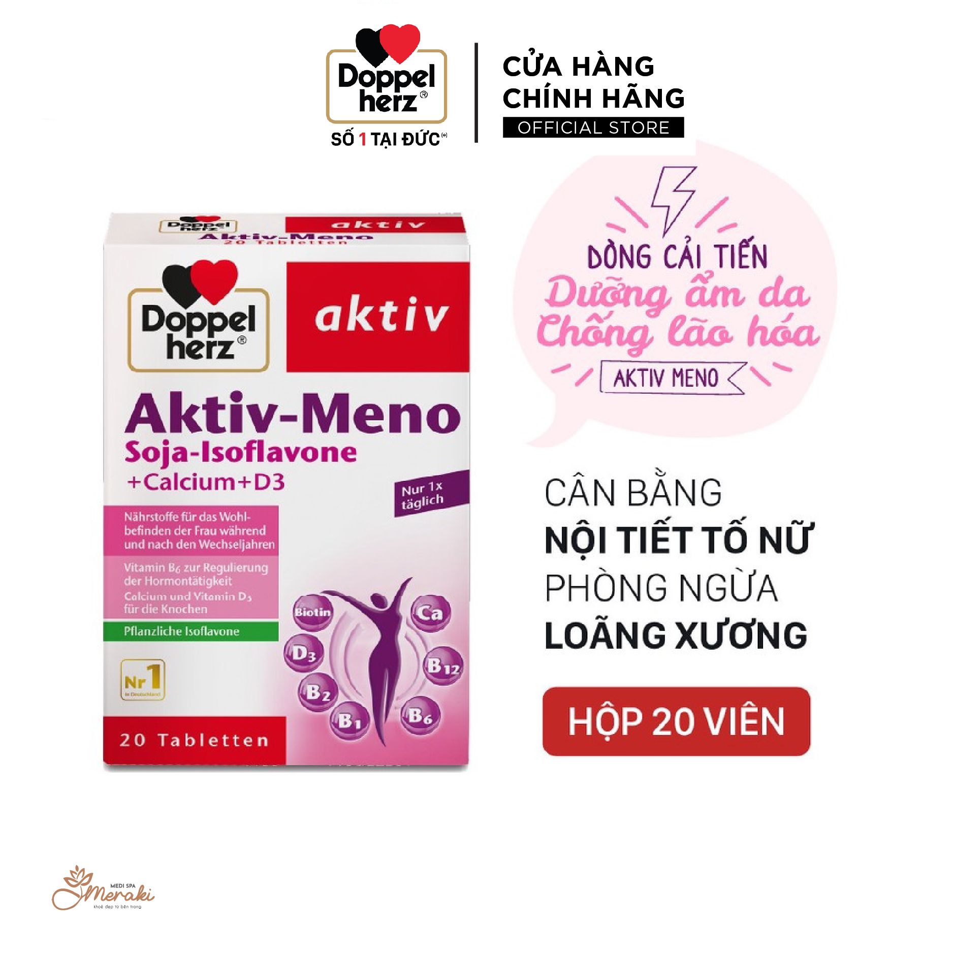  [TPCN Nhập Khẩu] Viên uống cân bằng nội tiết tố nữ Doppelherz Aktiv-Meno (Hộp 20 viên /30 viên) [DOPPELHERZ] 