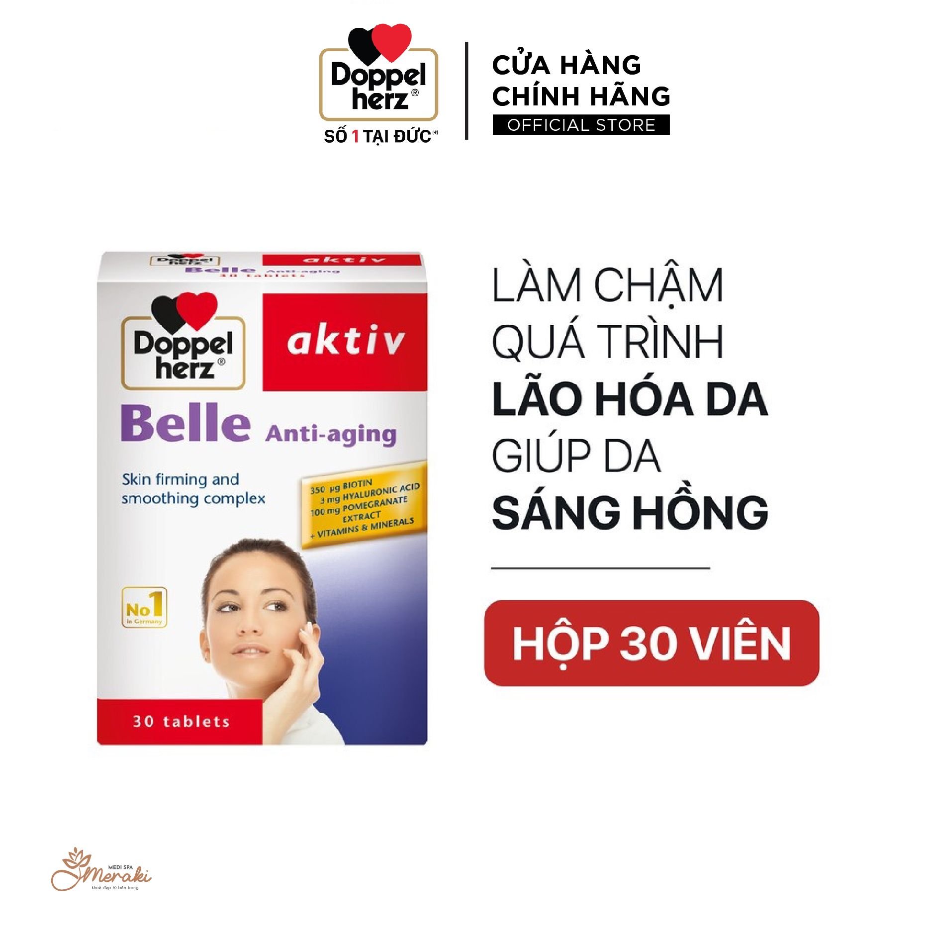  [TPCN Nhập Khẩu] Viên uống làm chậm quá trình lão hoá da, đẩy lùi nám da,nếp nhăn Doppelherz Belle Anti Aging( hộp 30v) [DOPPELHERZ] 