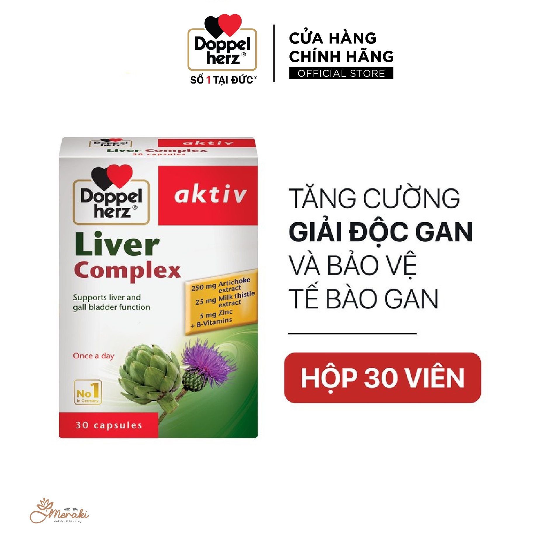  [TPCN Nhập Khẩu] Viên uống hỗ trợ giải độc gan, hạ men gan Doppelherz Aktiv Liver Complex (Hộp 30 viên) [DOPPELHERZ] 