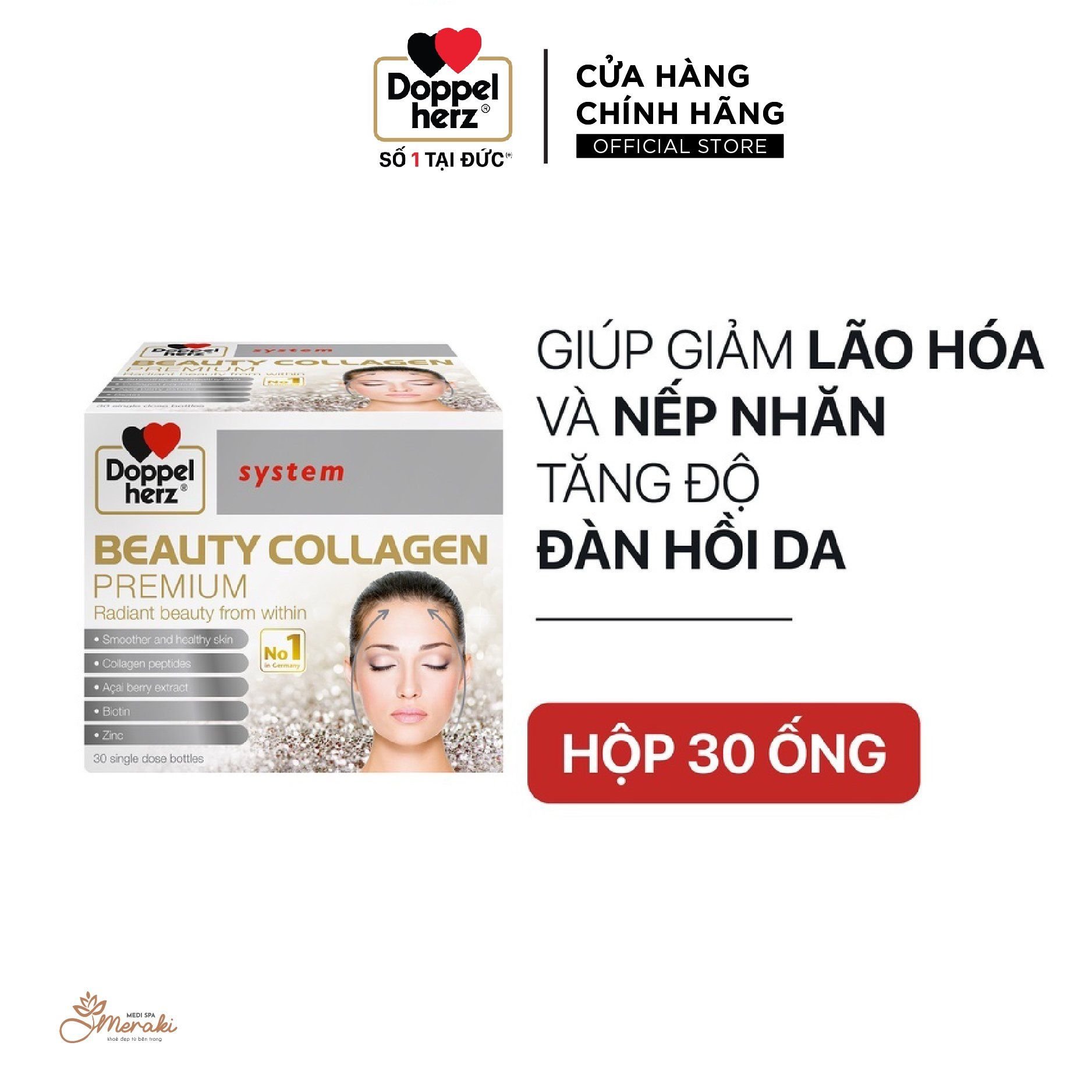  [TPCN Nhâp Khẩu] Collagen thuỷ phân chống lão hóa, đẹp da Doppelherz Beauty Collagen (Hộp 30 ống) [DOPPELHERZ] 