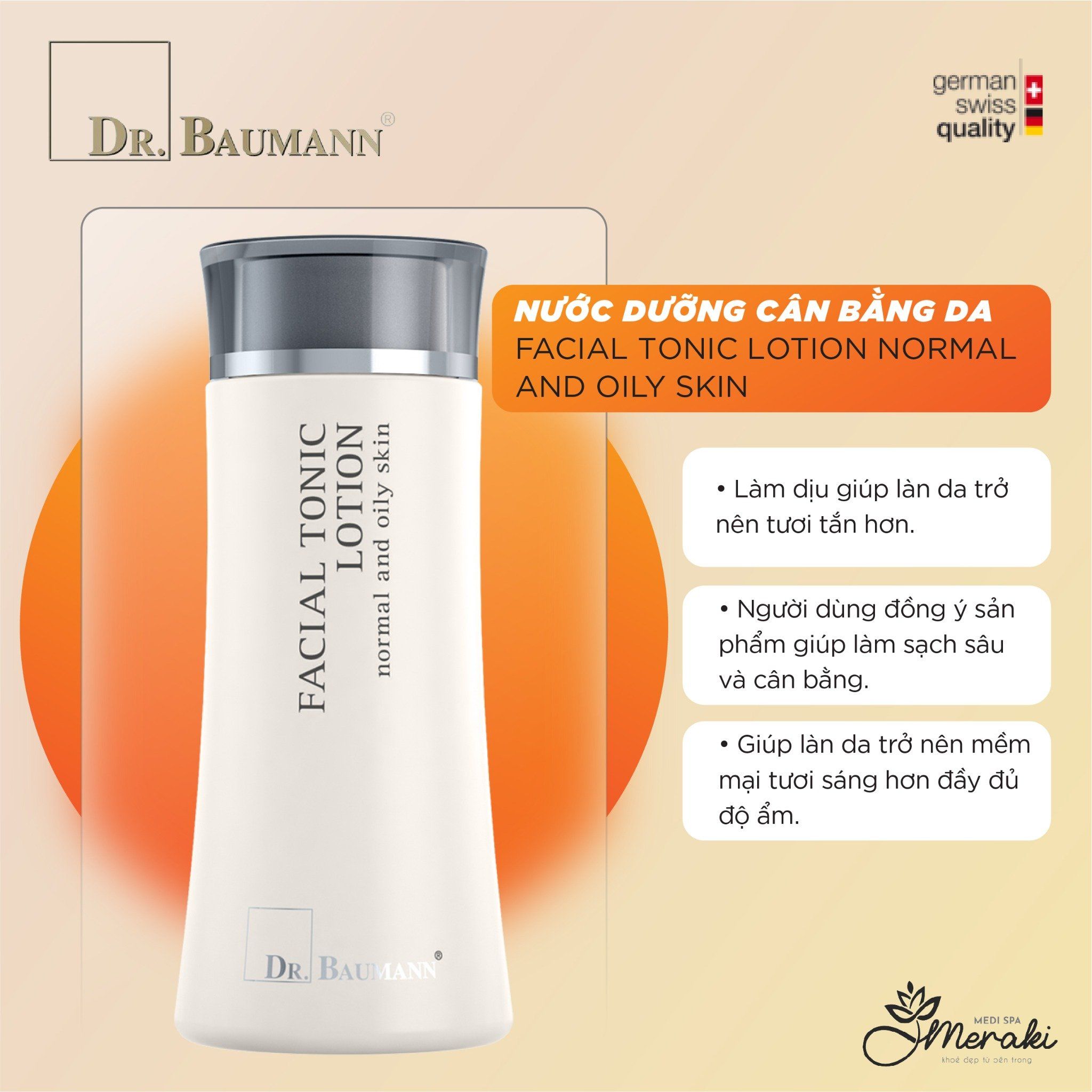  Nước Dưỡng Cân Bằng Da Cho Da Thường và Da Dầu FACIAL TONIC LOTION FOR NORMAL AND OILY SKIN 200ml [DR.BAUMANN] 