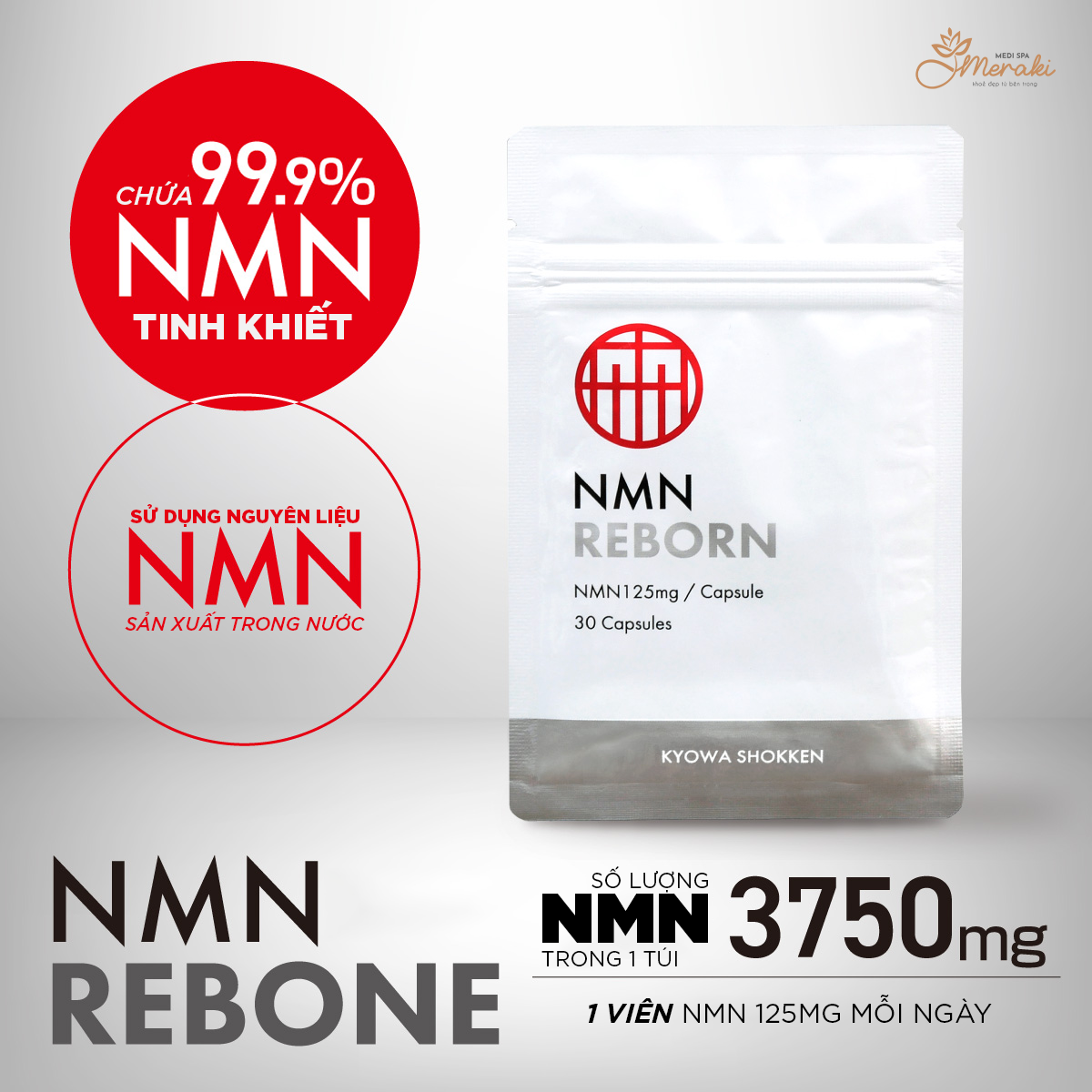  Thực phẩm bổ sung NMN REBORN - Thực phẩm bổ sung nội địa Made in Japan30 Days [NMN] 