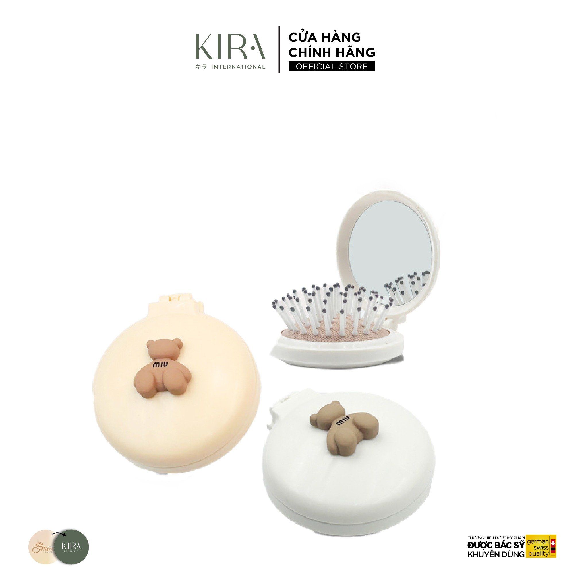  Lược Gương bỏ túi tặng kèm Charm Gấu [MERAKI MEDI] 