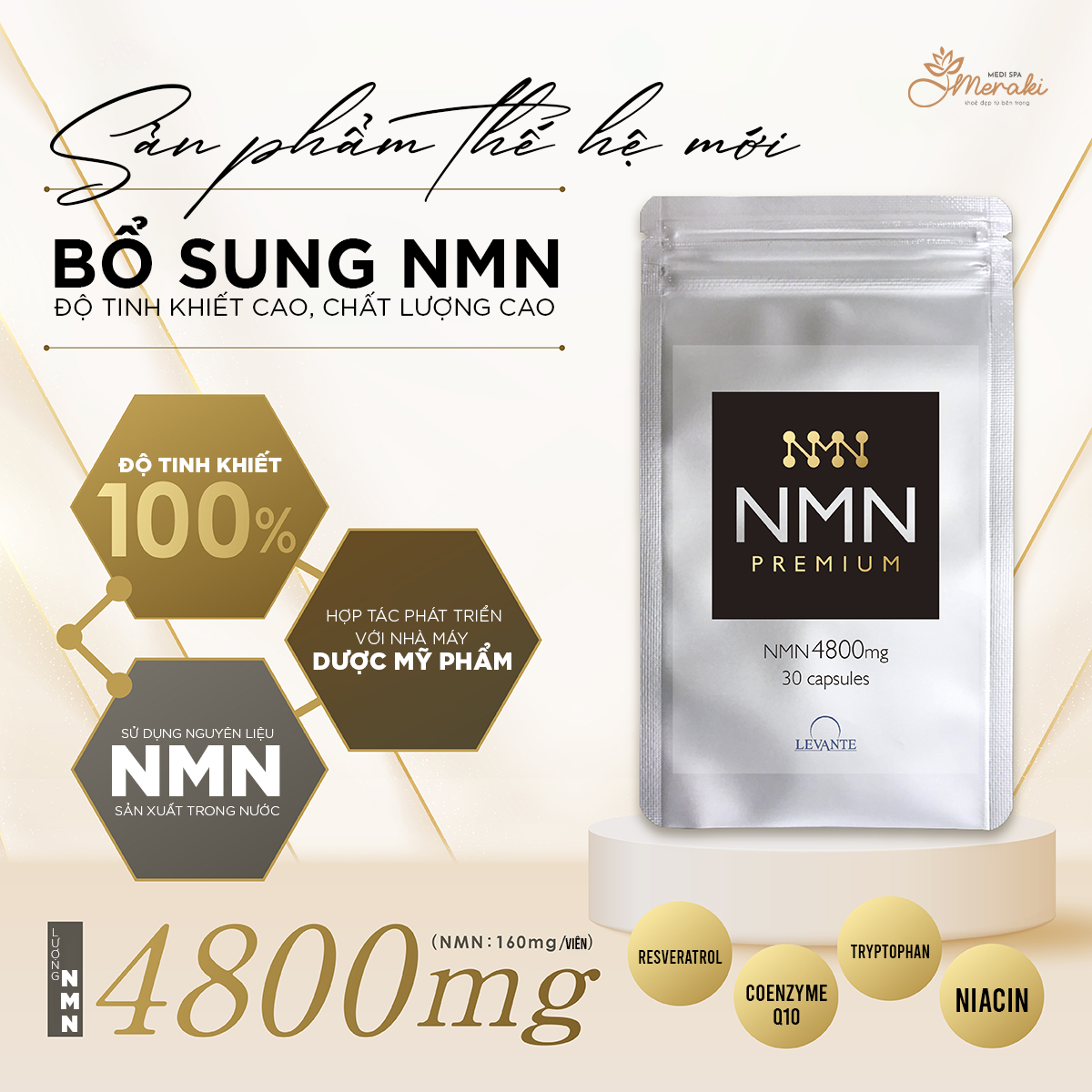  Thực phẩm bổ sung Levante NMN cao cấp - Thực phẩm bổ sung nội địa Made in Japan [NMN] 