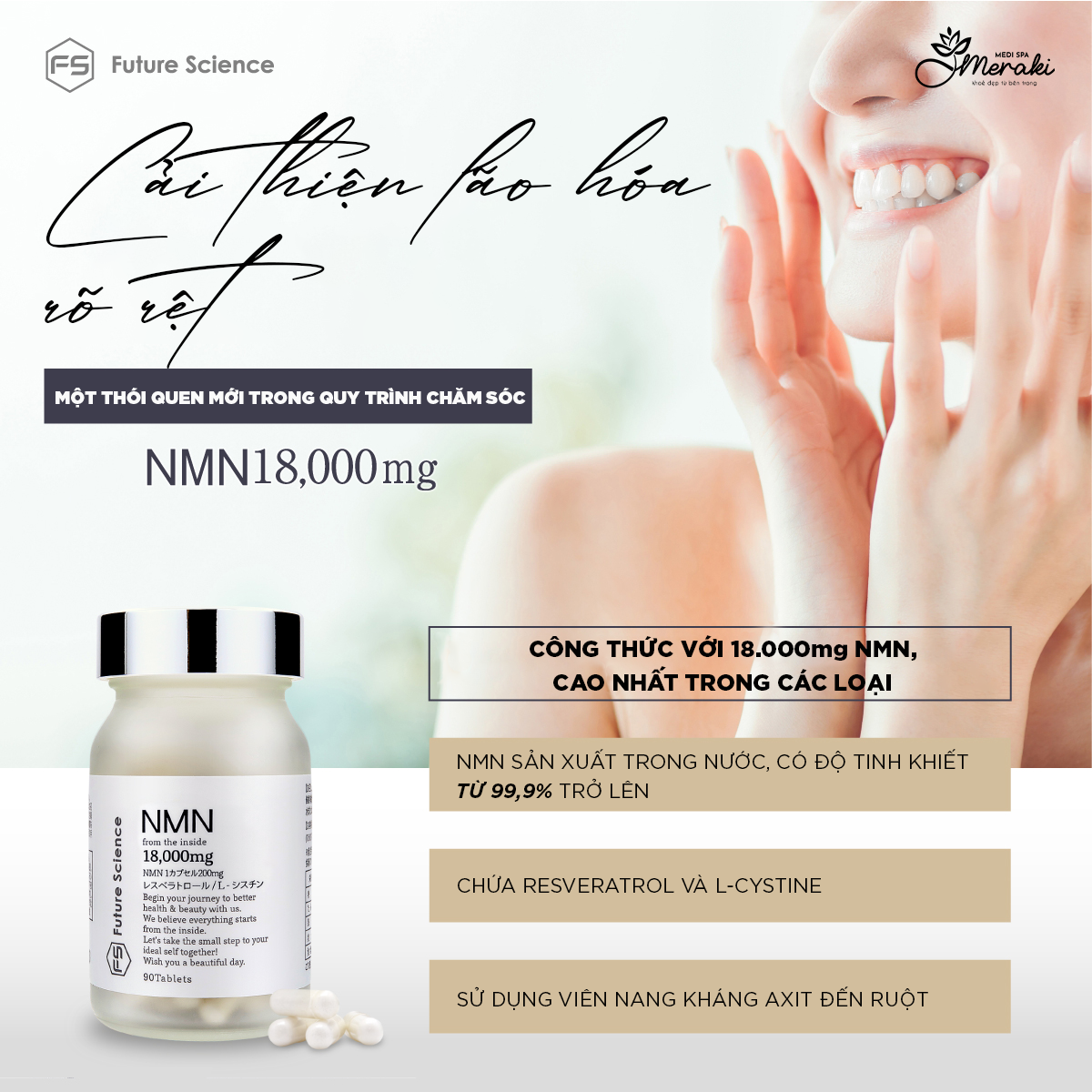  Thực phẩm bổ sung NMN 18000mg - Viên nang kháng axit (Resveratrol L-Cystine 90 viên) [NMN] 
