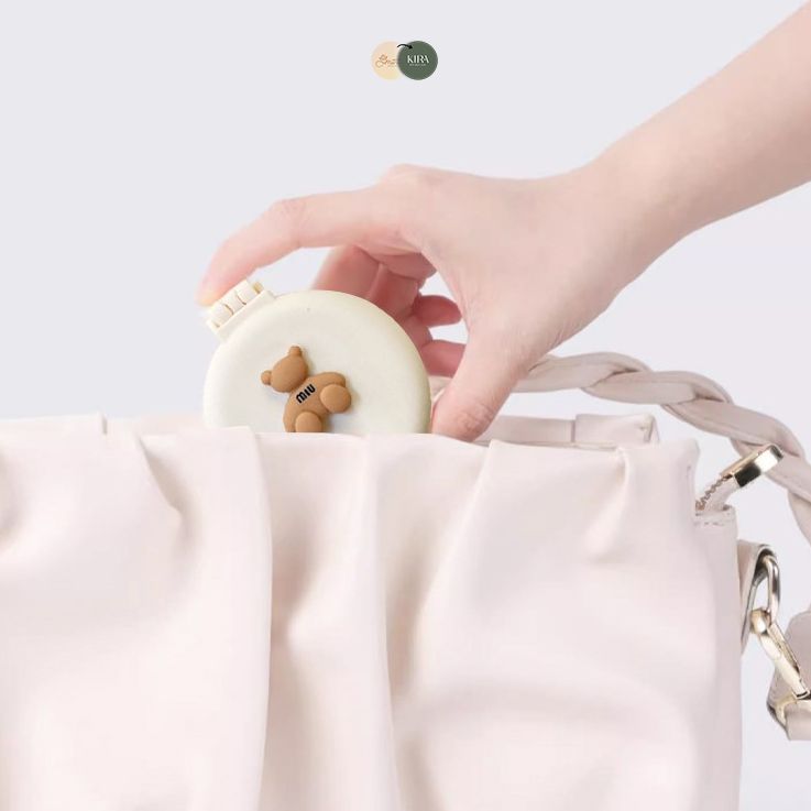  Lược Gương bỏ túi tặng kèm Charm Gấu [MERAKI MEDI] 