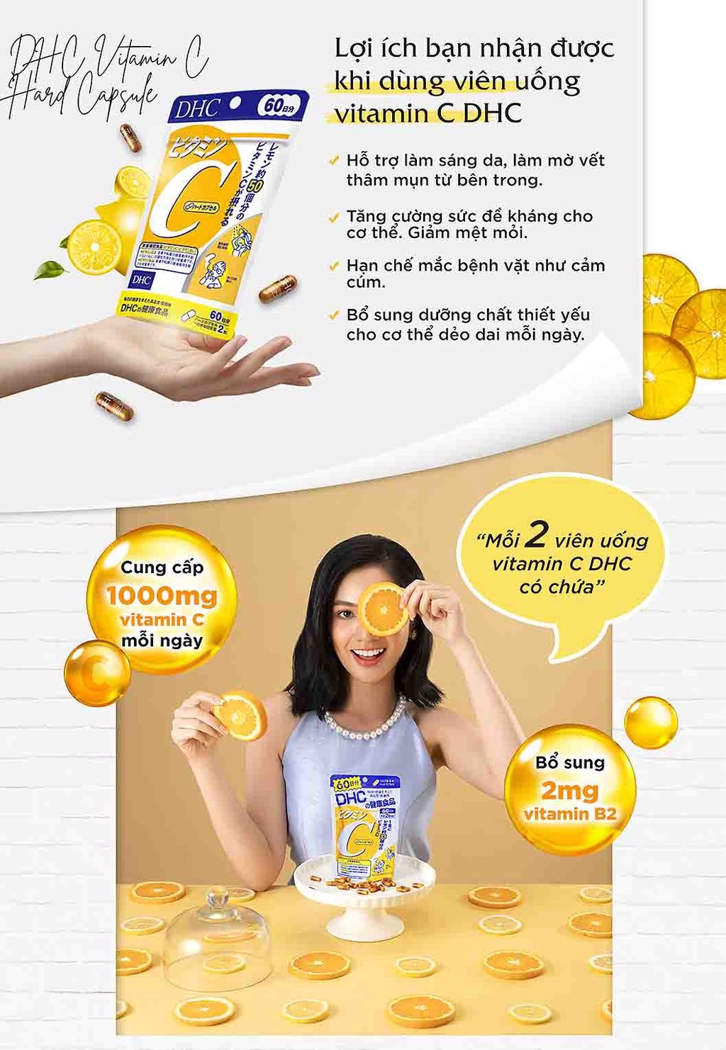  Viên uống bổ sung vitamin C DHC sáng da, mờ thâm, tăng cường đề kháng gói 60 viên (30 ngày) và gói 180 viên (90 ngày) [DHC] 